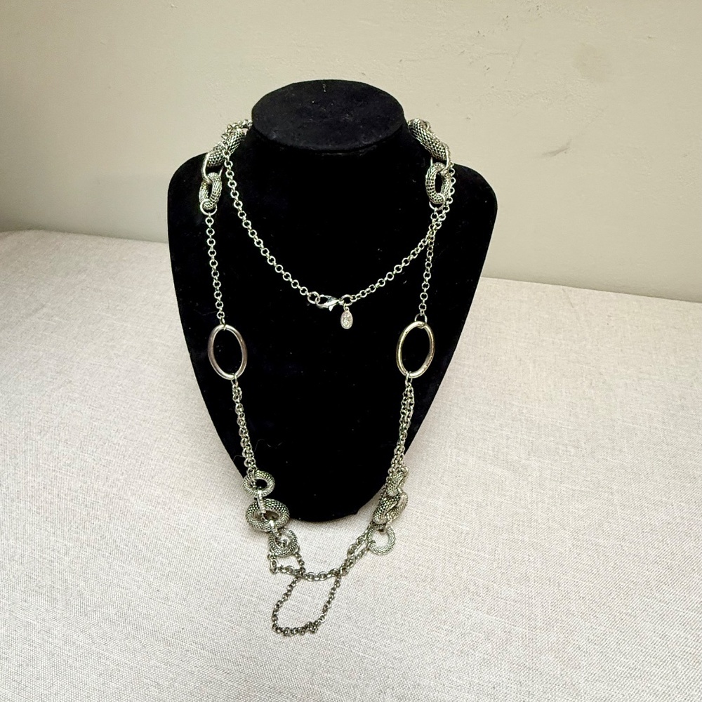 Premier Designs Silver Tone Long Statement Chain Necklace “Runway” - Picture 3 of 9